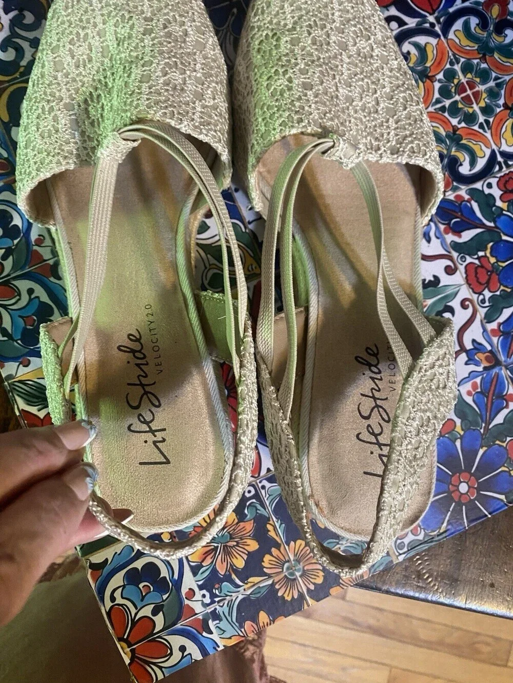 Lifestride Velocity 2.0 Katrina Beige Canvas Summer Casual Shoes Size 11 Wide